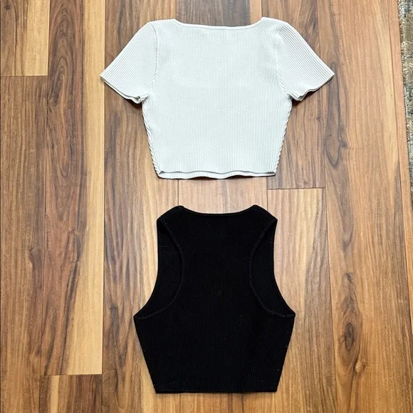 White and Black Ribbed Crop Tops(2 for 1 price) - Picture 2 of 2